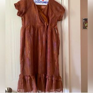 Beautiful rustic brown/orange girl’s formal dress worn once in a wedding.